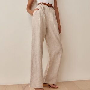 Reformation Petites Vesta Linen Pant in Oatmeal XS